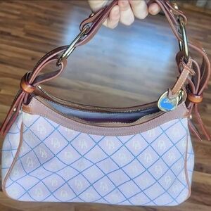 Dooney & Bourke DB Signature K1098174 Pink Monogram Small Zip Shoulder Bag Y2K